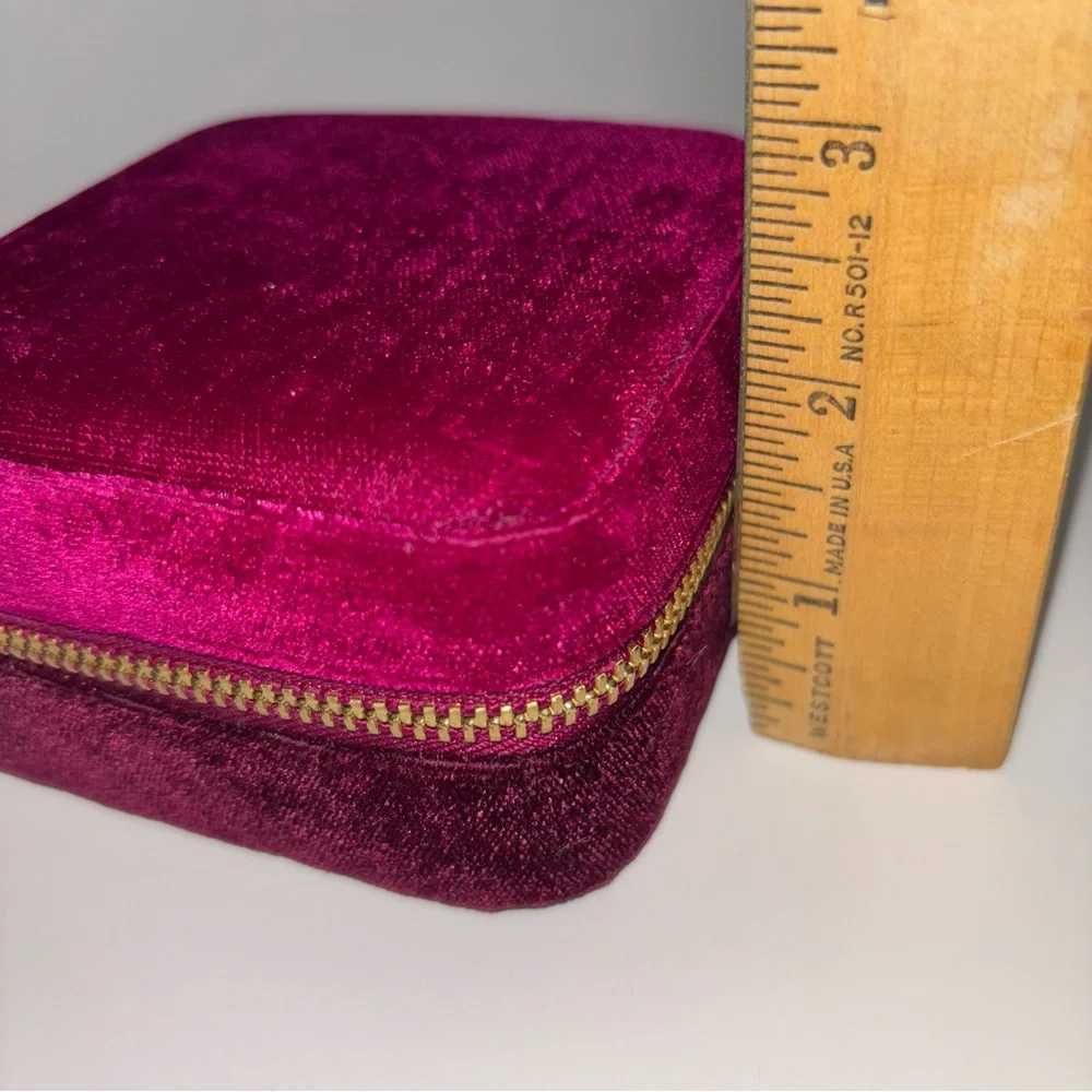 J.Crew Factory Square Velvet Jewelry Case Regal Rose Goldtone Travel Size